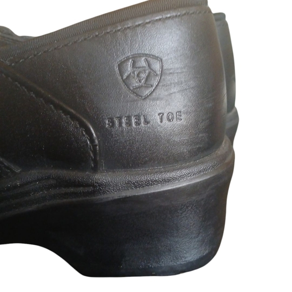 ARIAT Black Leather Safety Clog Womens Slip-On Steel Toe Work Shoe Size 6.5 - Picture 6 of 15